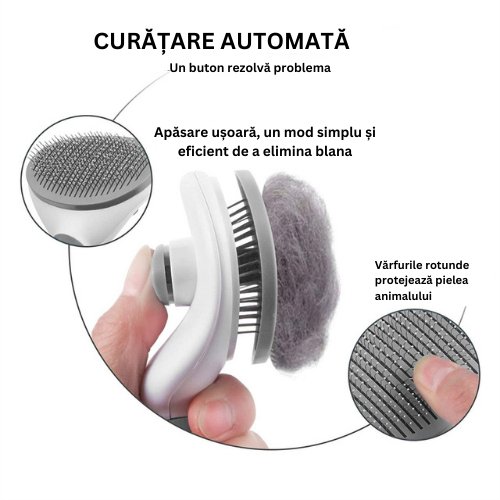 Perie cu auto-curatare pentru animale