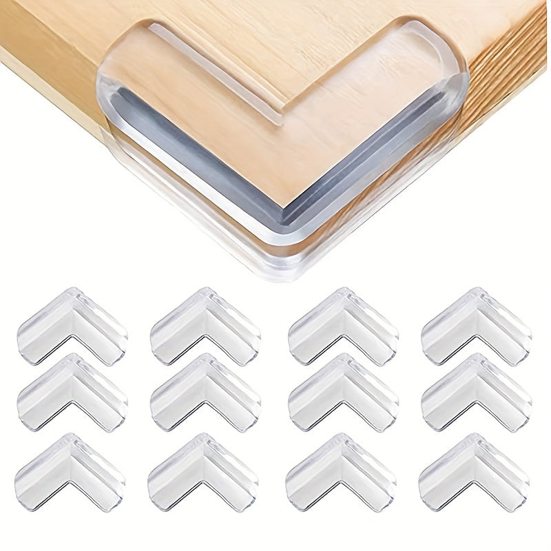 Set 12 protectii de colt transparente din silicon