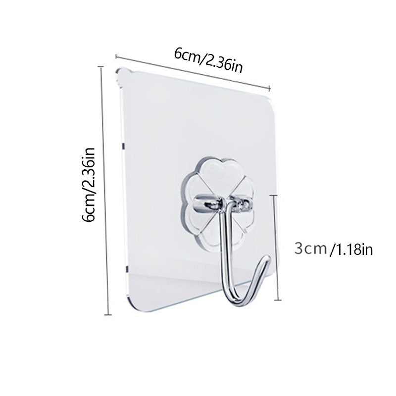 Set 10 carlige autoadezive transparente din otel inoxidabil
