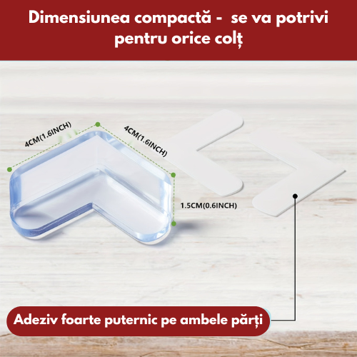 Set 12 protectii de colt transparente din silicon