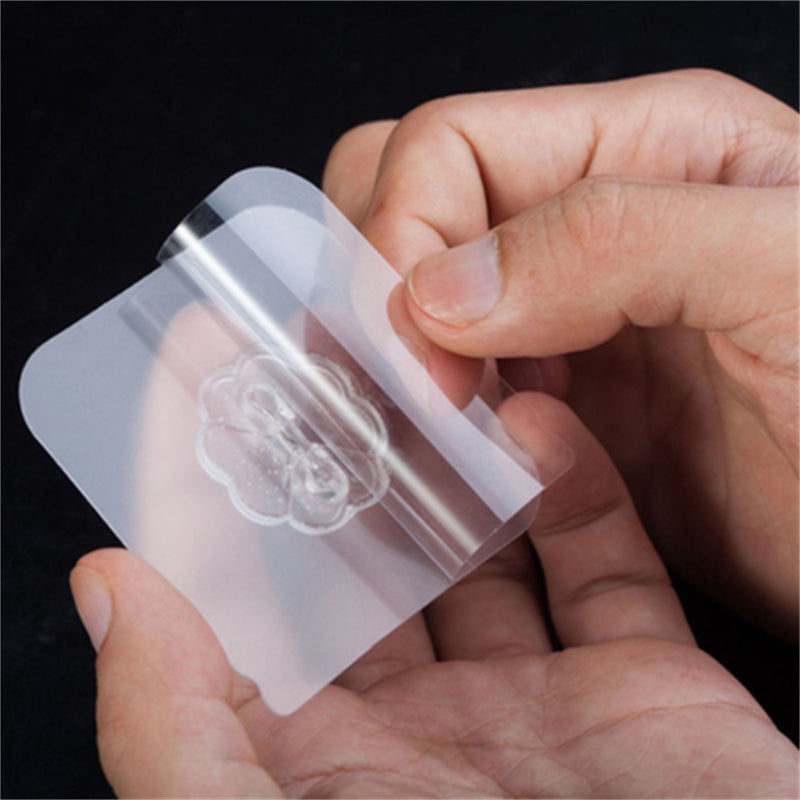 Set 10 carlige autoadezive transparente din otel inoxidabil
